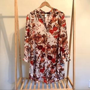 Oversized floral button-down shirt dress